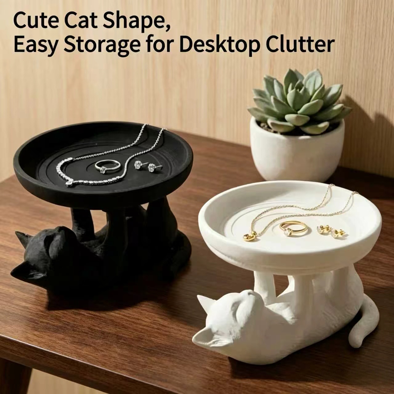 Jewelry Making Desk - Cute Cat Shaped Desktop Storage Tray