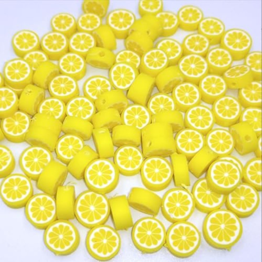 Jewelry Making Charms - 200Pcs Yellow Lemon Polymer Clay Beads