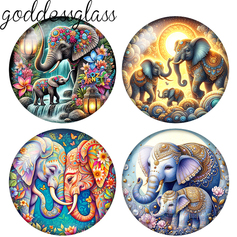 Jewelry Making For Kids - Colorful Ganesha Elephants mother kid 12mm/18mm/20mm/25mm