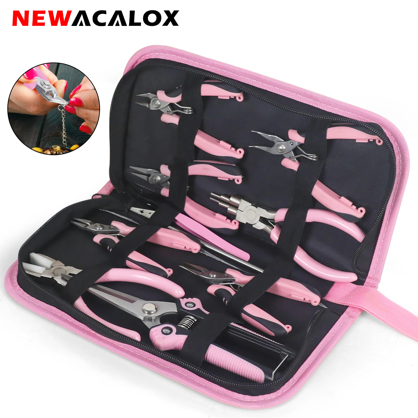 Jewelry Making Needle Nose Pliers - NEWACALOX Mini Jewelry Pliers Carbon Steel