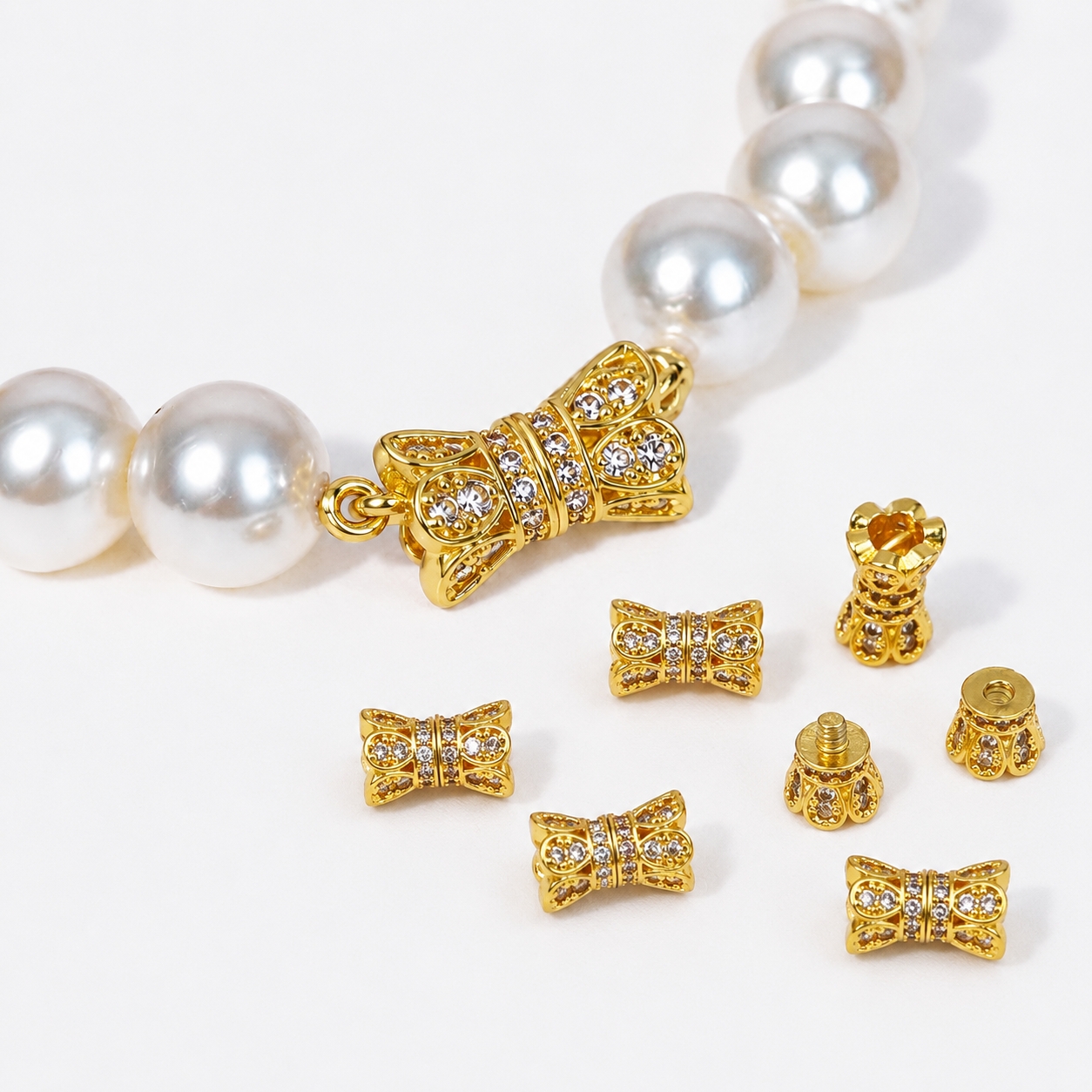 Jewelry Making School - 2pcs 18K Gold Plated Cubic Zirconia