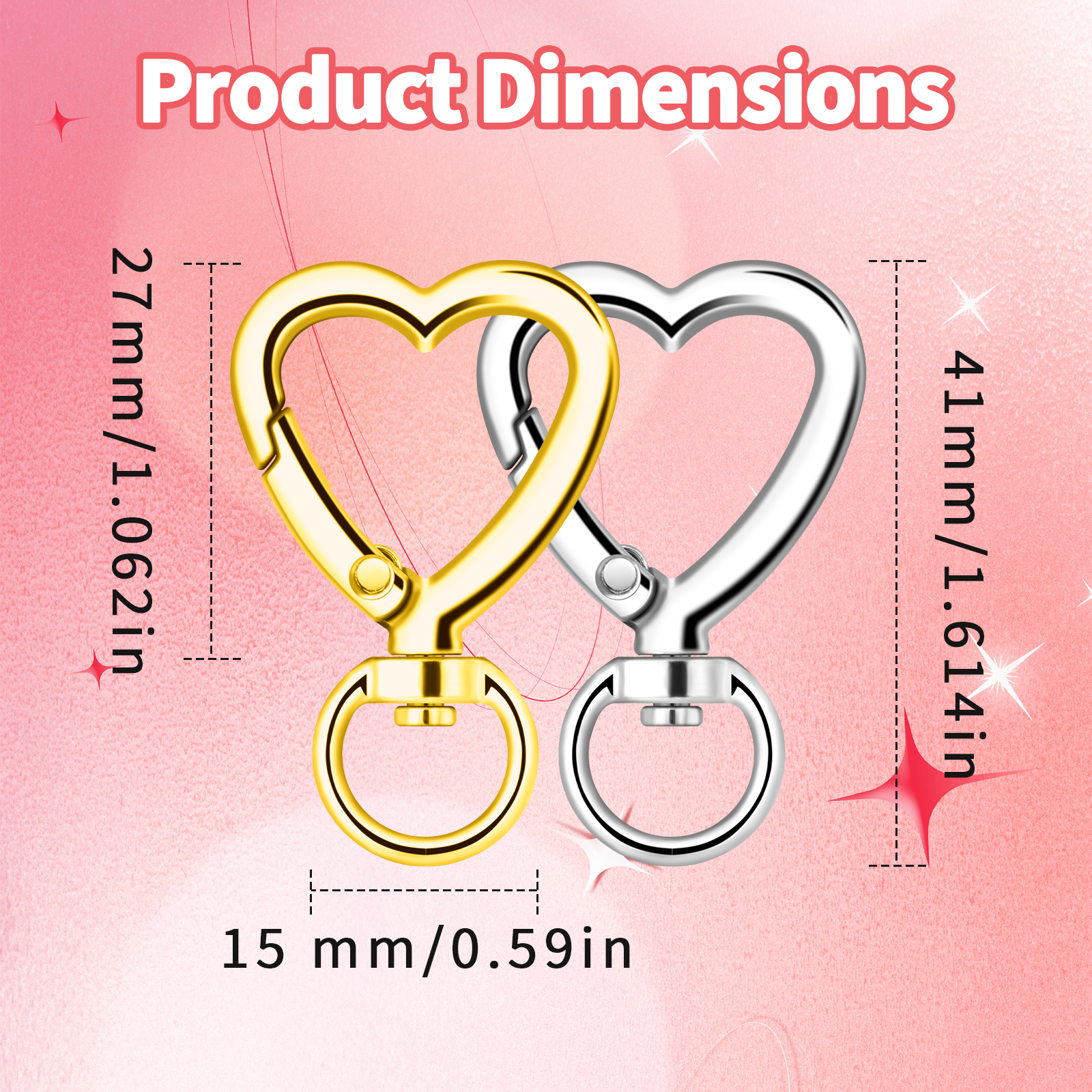 10pcs Metal Heart Lobster Claw - огляд і ціна Jewelry Making Rings