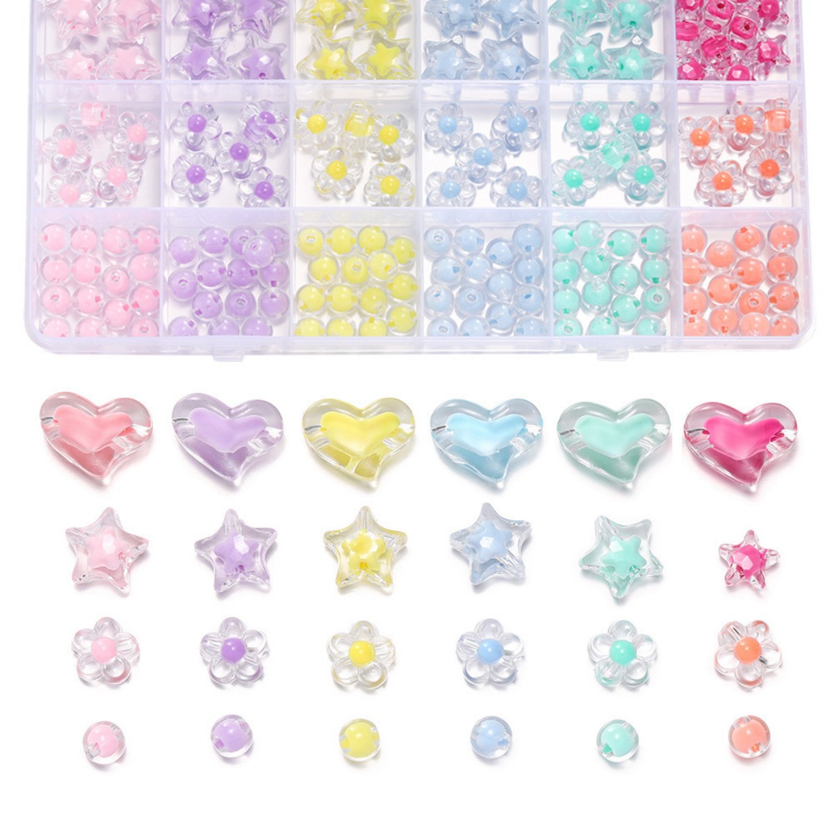 174pcs/Box Heart Acrylic Beads - огляд і ціна Jewelry Making For Kids