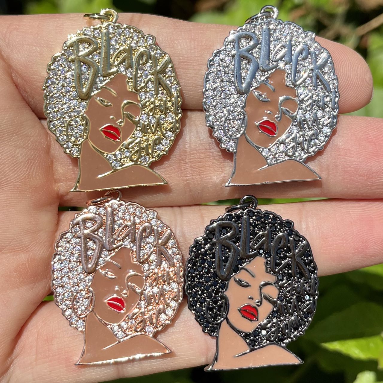 5Pcs Zirconia Paved Black Girl - огляд і ціна Jewelry Making History