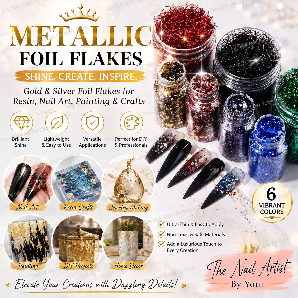 Metallic Foil Flakes Golden Si - огляд і ціна Jewelry Making Event