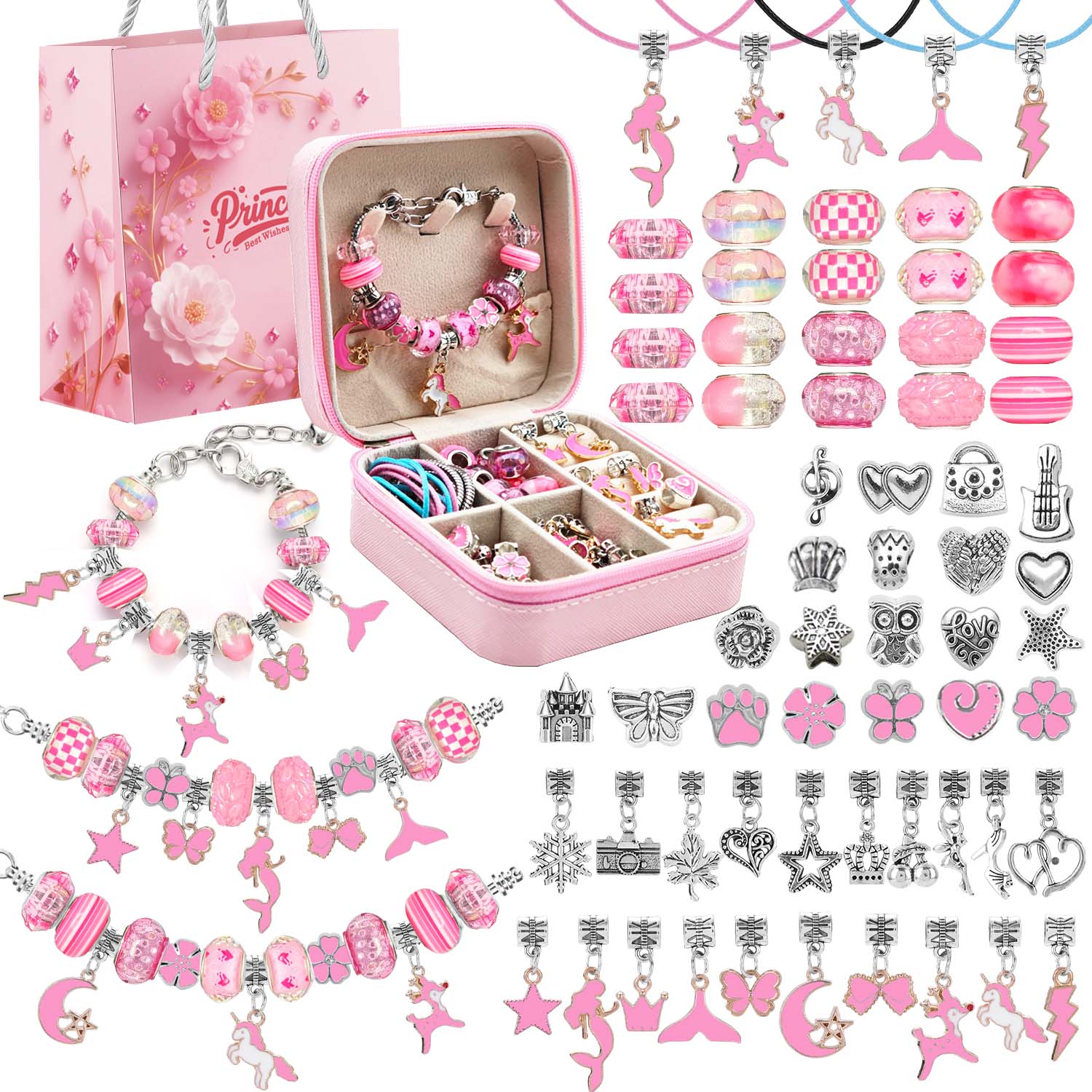 68pcs pink beaded jewelry set, - огляд і ціна Jewelry Making Charms