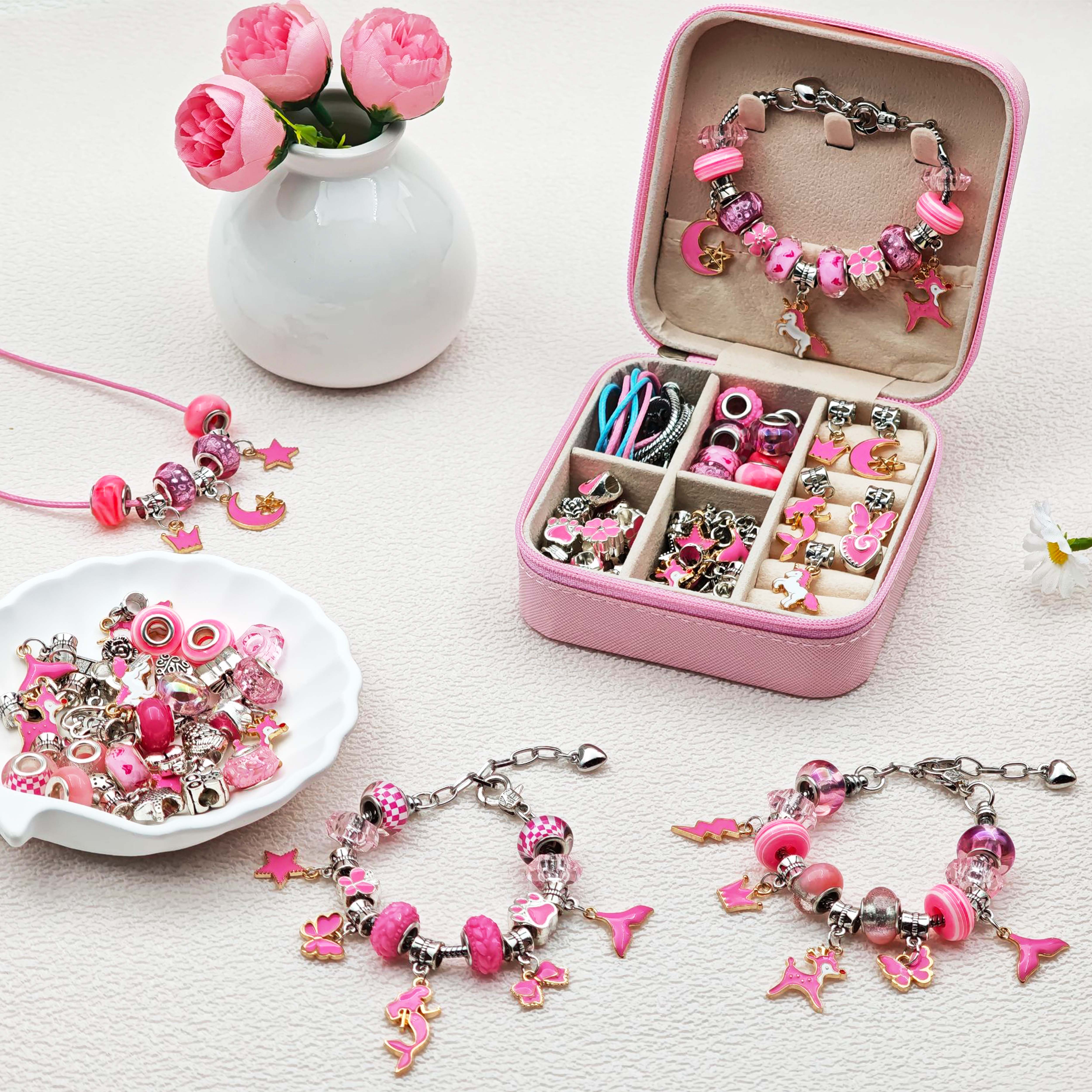 68pcs pink beaded jewelry set, - огляд і ціна Jewelry Making Charms