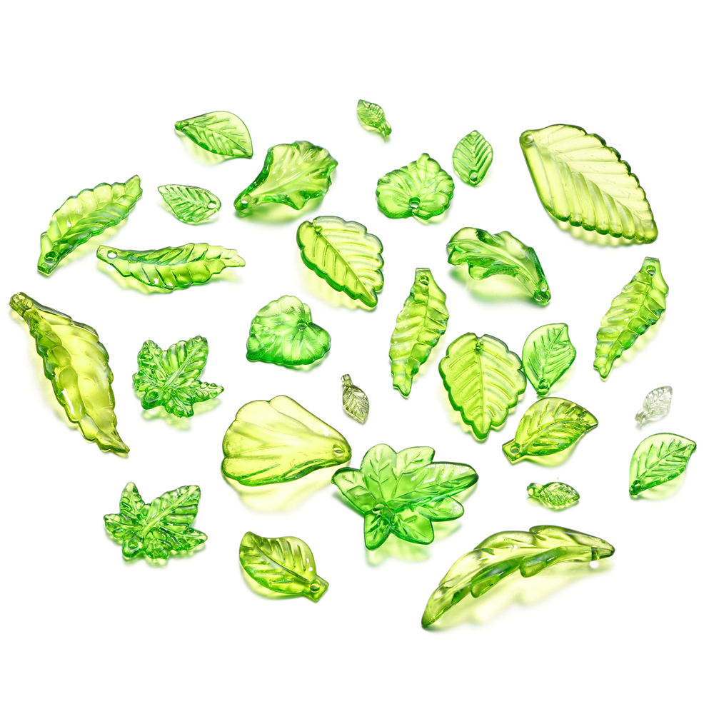 about 20pcs Green Acrylic Leaf - огляд і ціна Jewelry Making Event